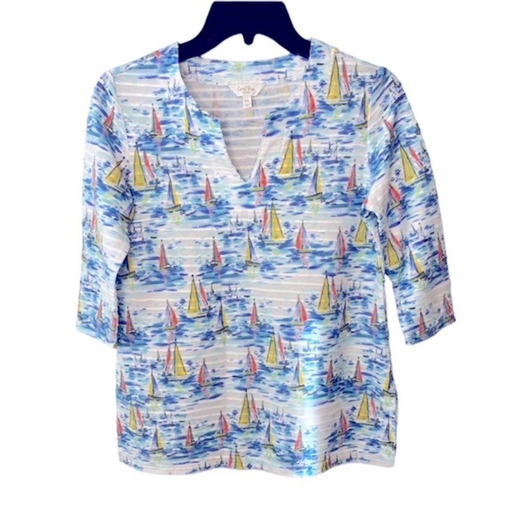 Coral Bay 3/4 Sleeve Sailboat Top PS